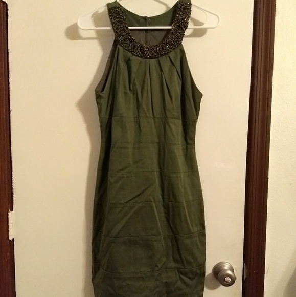 B Darlin Dresses & Skirts - Olive green bandage dress and beaded collar